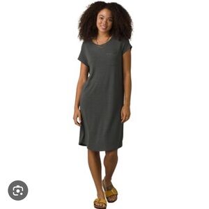 Prana hemp blend dress shirt sleeve summer beach tee shirt dress green small